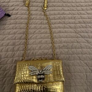 House of Want Gold mini purse with bee bling
